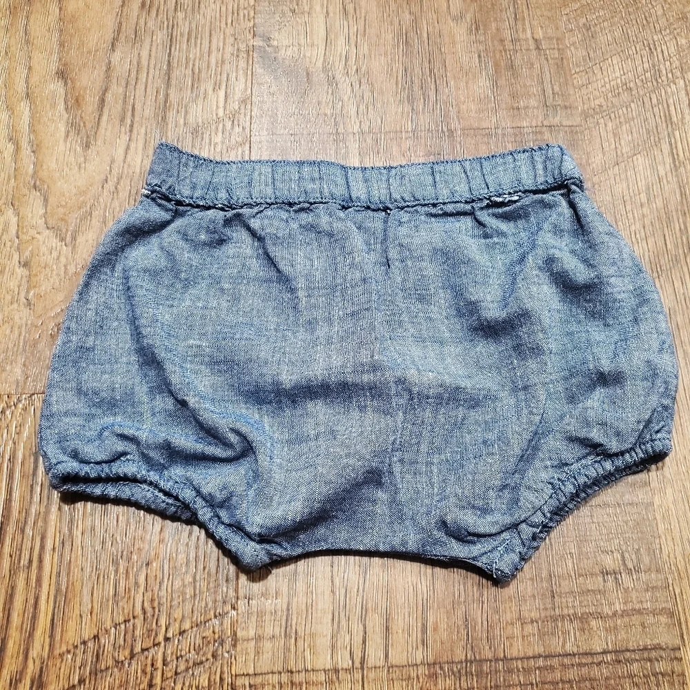 Catherine Malandrino Baby Girl Eyelet Pastel Pink Swiss Dot Top Chambray Shorts